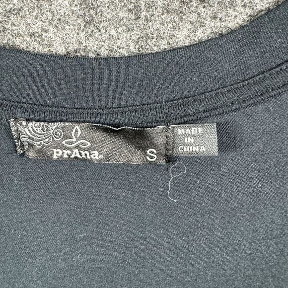 PrAna Foundation Dress Women’s Small Black Ruched Sides Lenzing Modal V-Neck - Picture 3 of 7